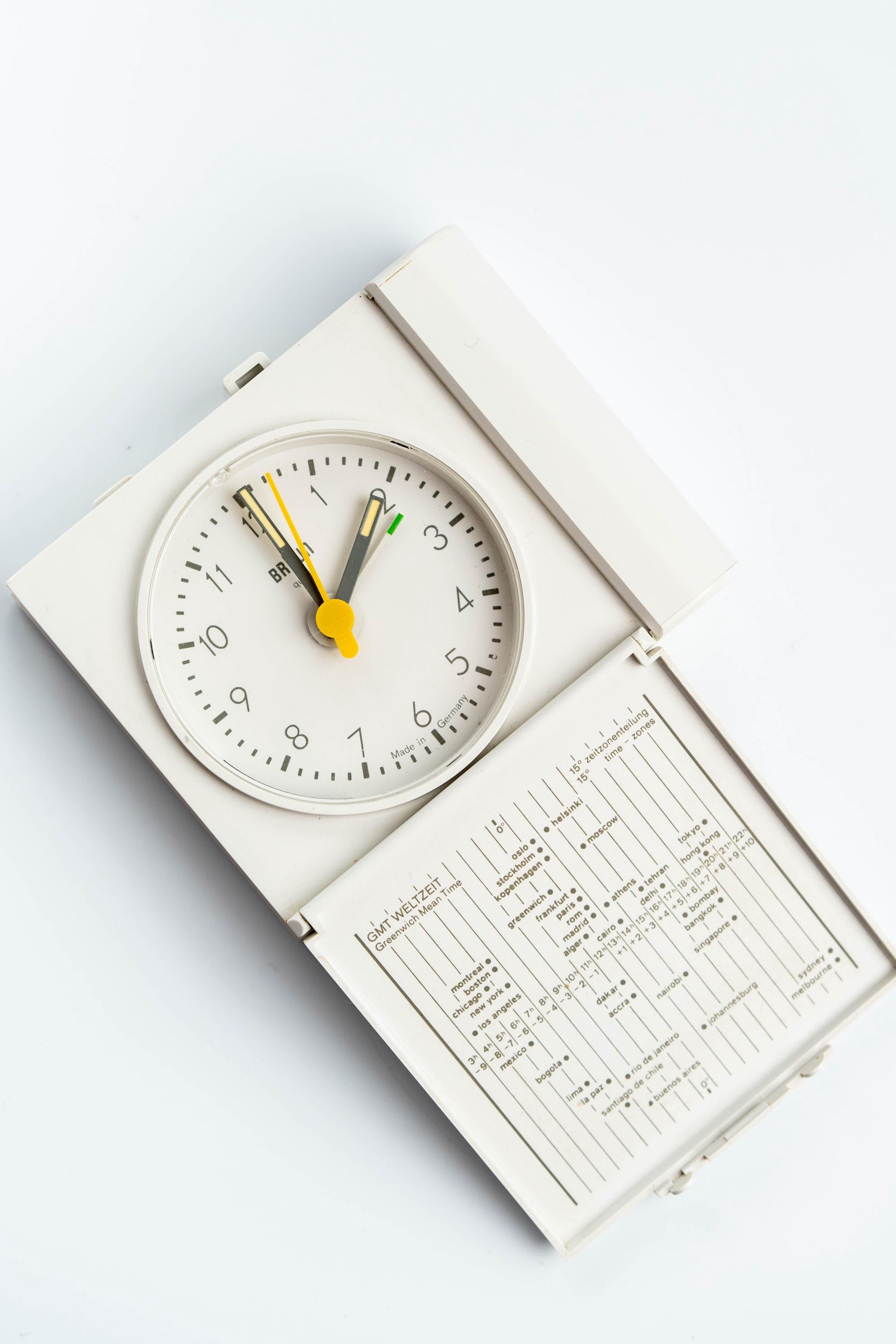 Braun AB 313 SL reisklok - ontwerp door Dieter Rams - met ABN Amro Branding