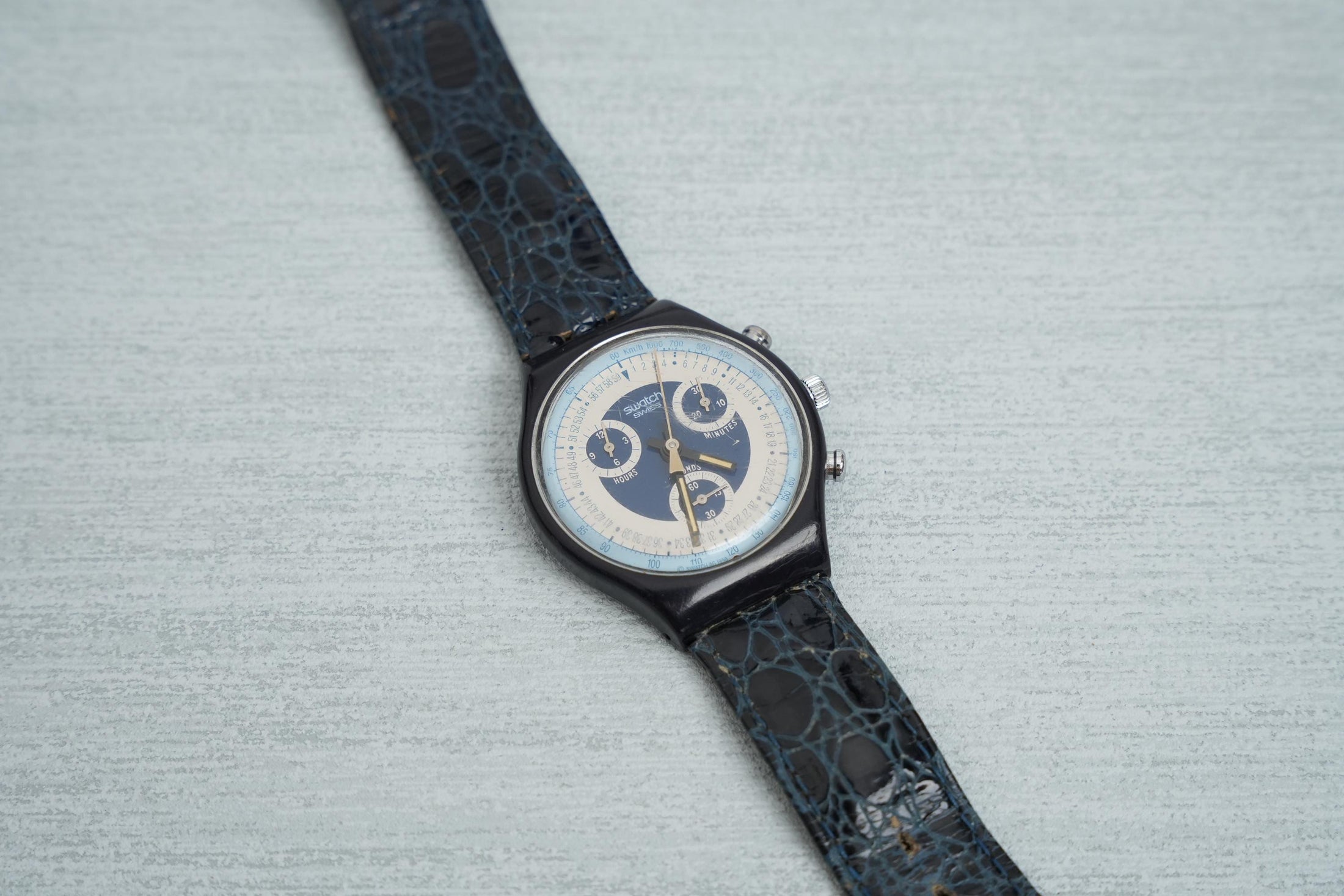 Swatch Chrono "Silver Star" SCN102 – Elegant Vintage Chronograaf Horloge, 1991