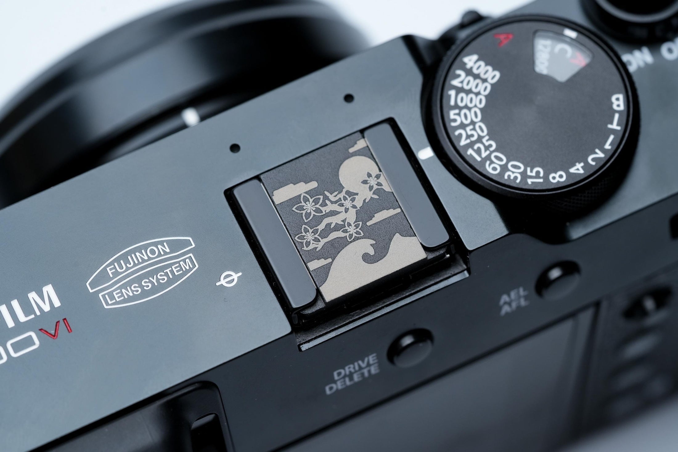 Flitsschoendeksel – Blossom flowers design – gelaserd aluminium – zwart gecoat – golven & kersenbloesem