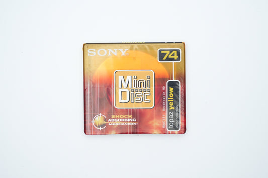 Sony MiniDisc 74 minuten Topaz Yellow – Shock Absorbing Mechanism – Vintage Nieuw in Verpakking
