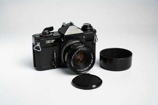 Canon EF + 50mm F1.8 SC + Gratis Kodak Gold – Vintage 35mm SLR | Volledig werkend