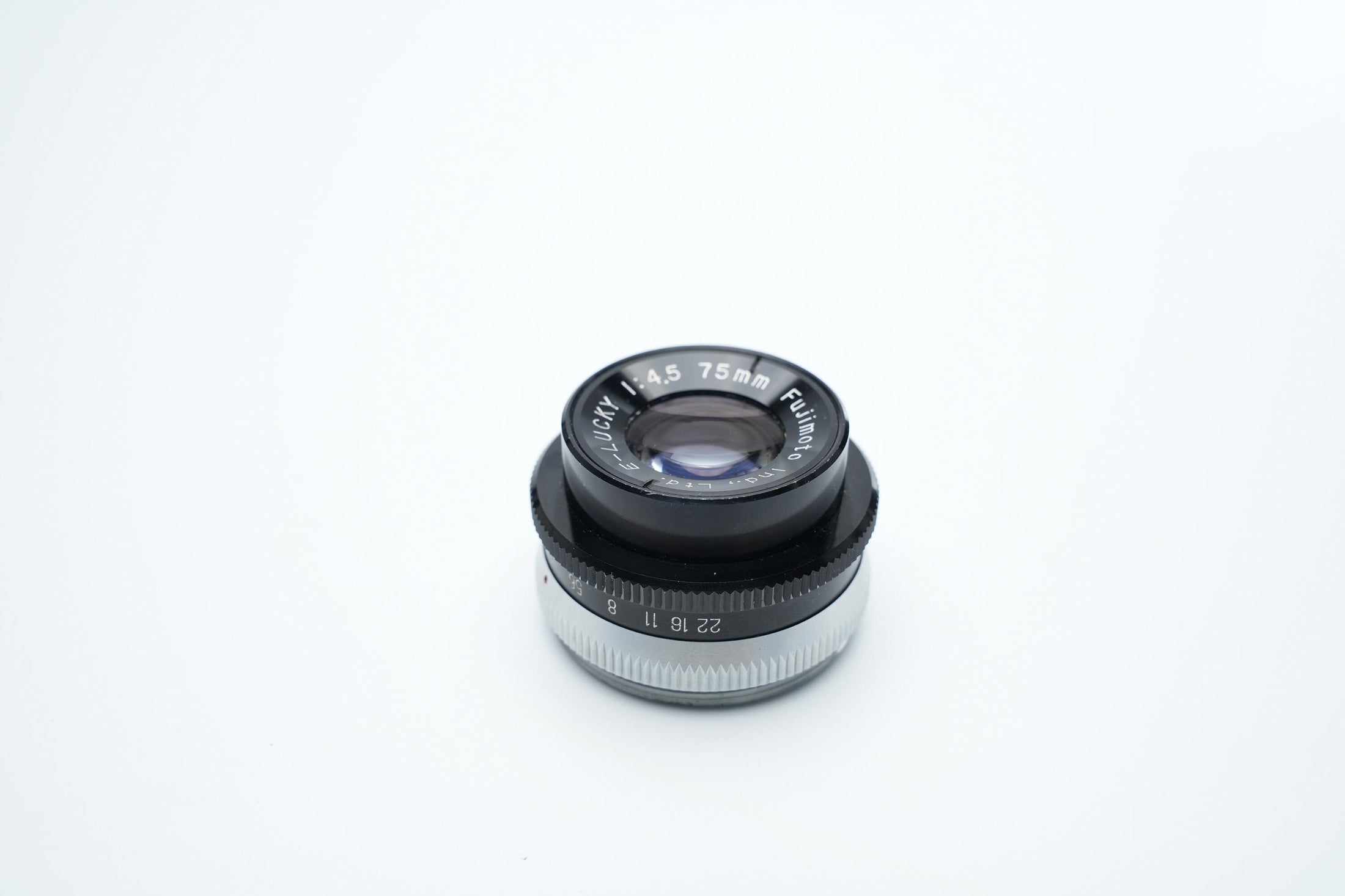 Fujimoto E-Lucky 75mm F4.5 Lens - Vintage Japanse Optiek in Uitstekende Staat