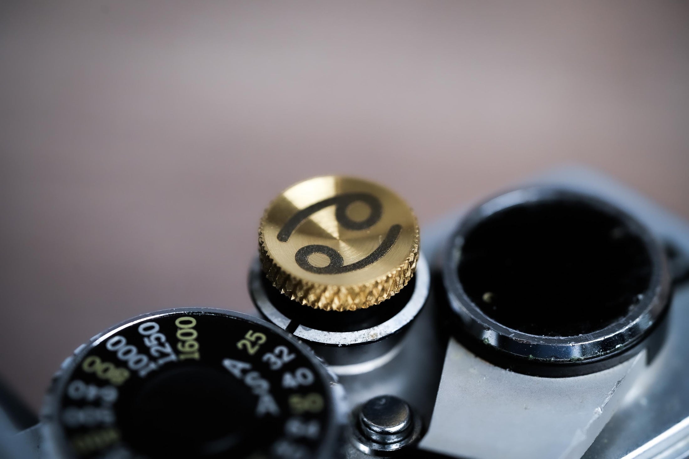 Ontspanknop sterrenbeeld Kreeft – Cancer symbool – licht messing – gelaserd & handgemaakt