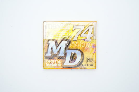 Maxell MiniDisc 74 minuten Geel – Digital Recordable MD Nieuw in Verpakking – Retro Audio Collectorsitem