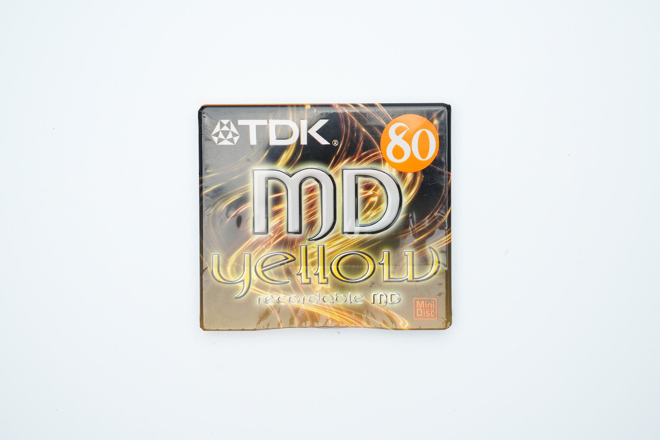 TDK MiniDisc 80 minuten Geel – Recordable MD Nieuw in Verpakking – Zeldzaam Retro Medium