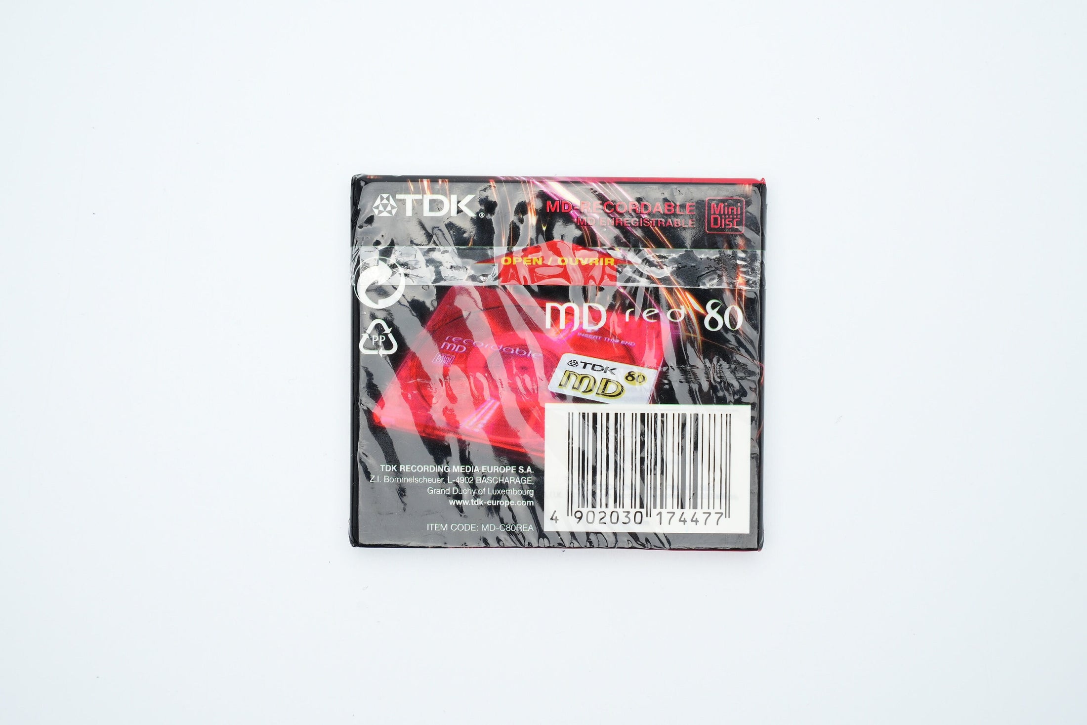 TDK MiniDisc 80 minuten Rood – Recordable MD Nieuw in Verpakking – Retro Verzamelaarsitem