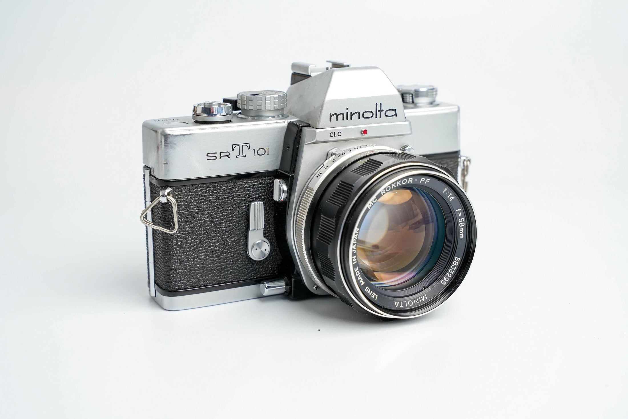 Minolta SRT-101 met Mc Rokkor-PF 58mm f/1.4 – Iconische 35mm SLR in Topstaat