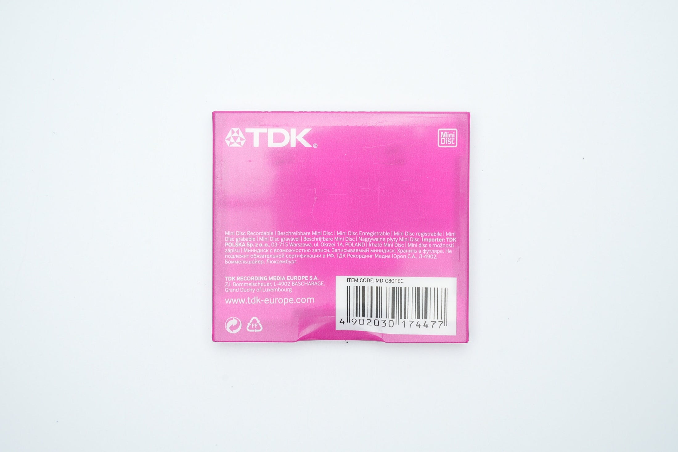 TDK MiniDisc 80 minuten Roze – Recordable MD Nieuw in Verpakking – Zeldzame Vintage