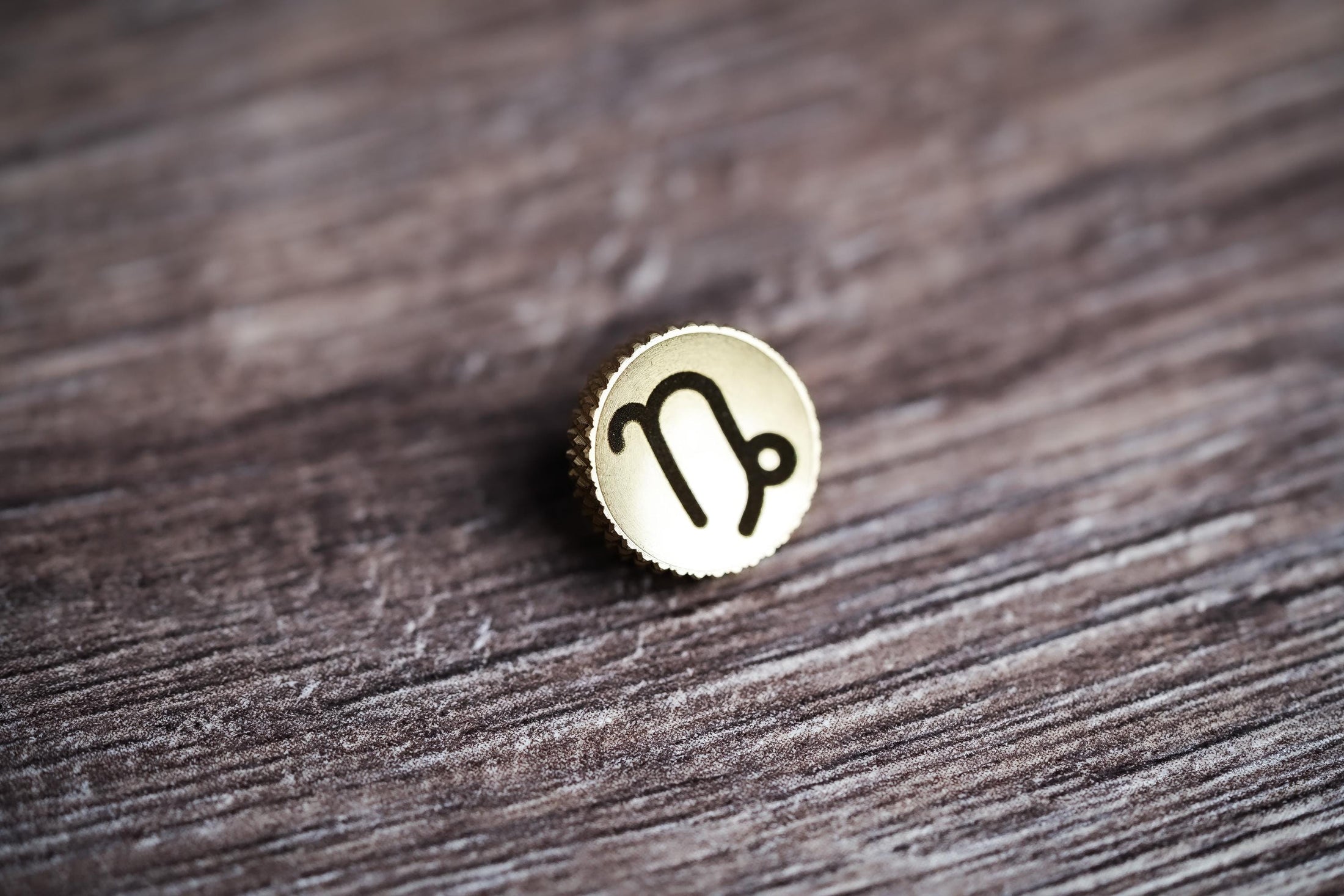 Ontspanknop sterrenbeeld Steenbok – Capricorn symbool – messing camera knop – gelaserd & handgemaakt