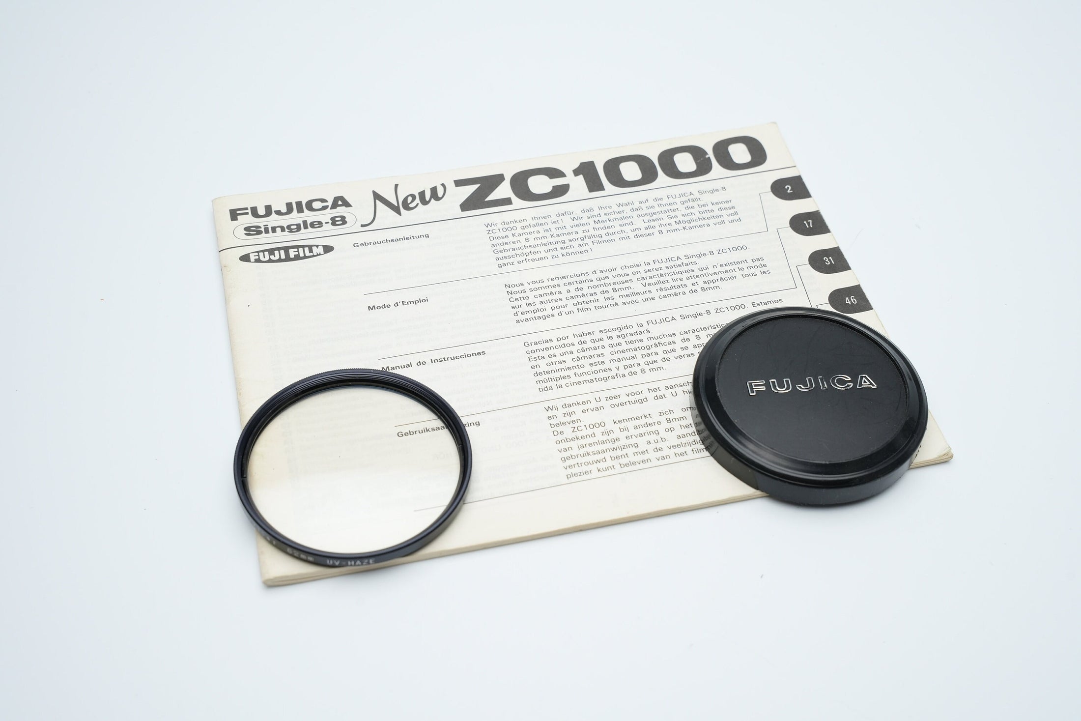 Fujica New ZC1000 Single-8 Filmcamera met EBC Fujinon MA-Z Macro Zoom Lens – Volledige Functionaliteit (Nederlandse handleiding)