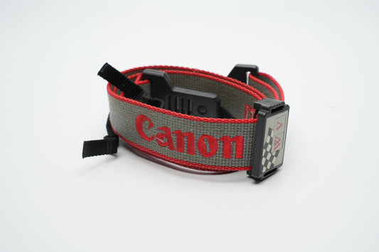 Vintage Canon cameraband grijs met rood | Vintage cameraband | Canon jaren 80