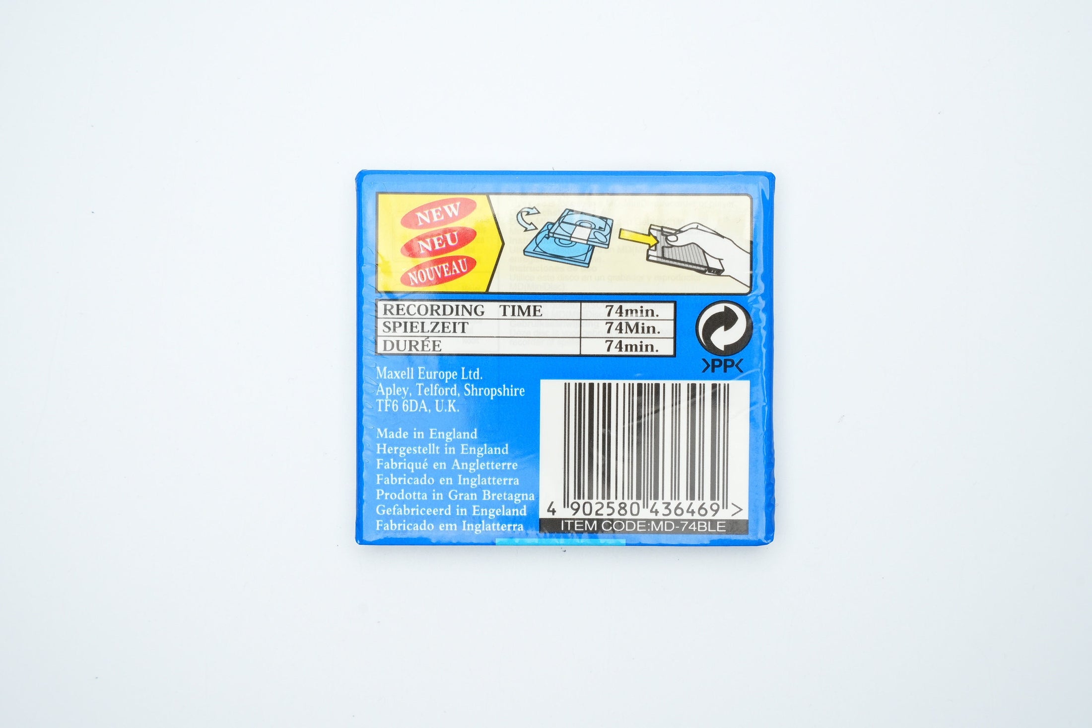 Maxell MiniDisc 74 minuten Blauw – Digital Recordable MD Nieuw in Verpakking – Vintage Audio Opslag