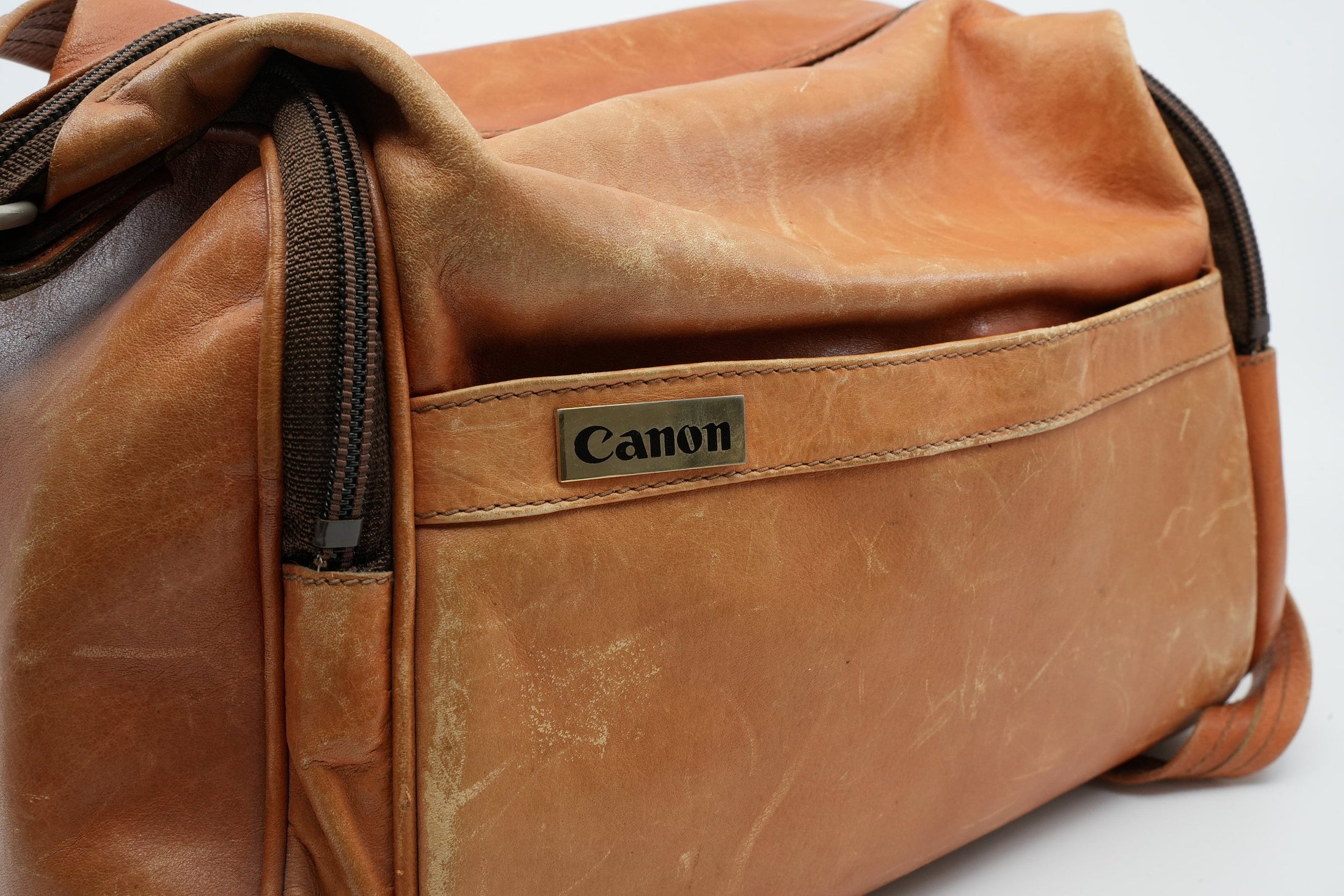 Canon camera tas gemaakt van bruin leer - Unseend